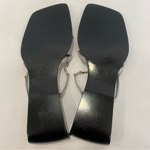 Sesto Meucci size 9 rhinestone sandals in stunning silver with unique heel - Picture 15 of 16